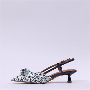 Tamaris Marilu Low Heel Slingback - Blue Combination