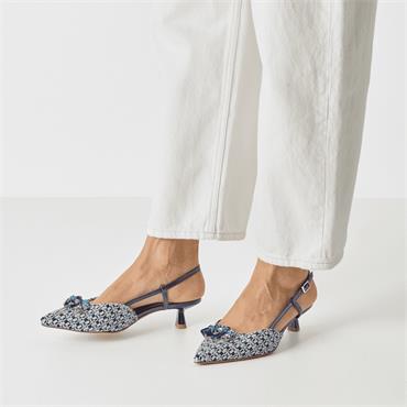 Tamaris Marilu Low Heel Slingback - Blue Combination