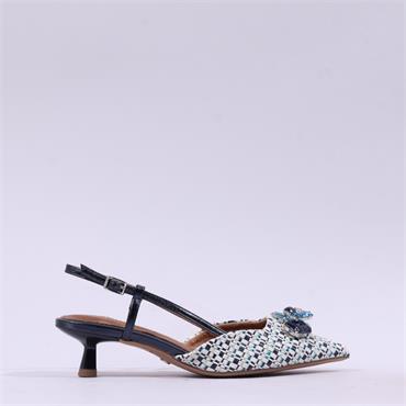 Tamaris Marilu Low Heel Slingback - Blue Combination