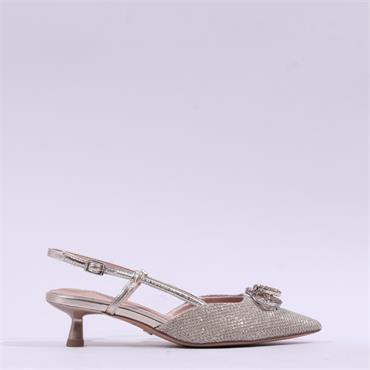 Tamaris Marilu Low Heel Slingback - Pearl Sparkle