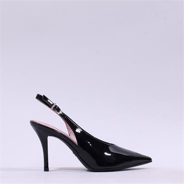 Tamaris Gabbe Pointed Slingback Heel - Black Patent