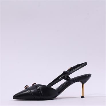 Tamaris Kora Slingback Pencil Heel - Black Leather