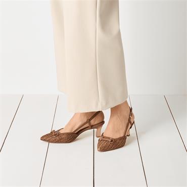 Tamaris Angatha Low Heel Weave Slingback - Cognac
