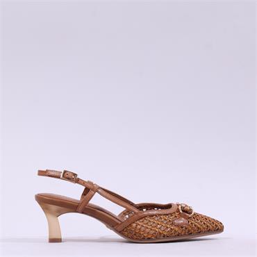Tamaris Angatha Low Heel Weave Slingback - Cognac