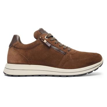 Ara Men Matteo Side Zip Wide Fit Shoe - Brown Suede