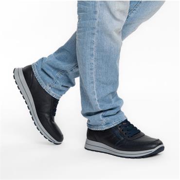 Ara Men Matteo Side Zip Wide Fit Shoe - Navy Tan