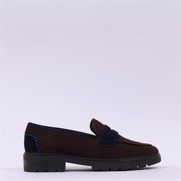 Ara Cambridge Chunky Sole Loafer - Brown Suede