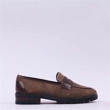 Ara Cambridge Chunky Sole Loafer - Taupe Suede