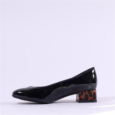 Ara Graz 2.0 Low Block Heel Court Shoe - Black Leopard