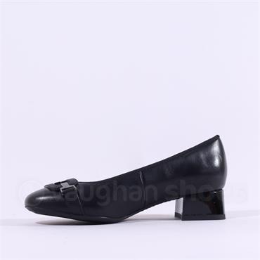 Ara Graz Block Heel Link Court - Black Leather