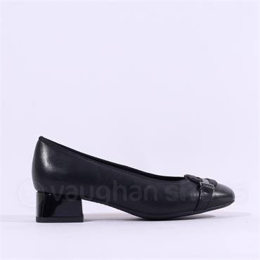 Ara Graz Block Heel Link Court - Black Leather