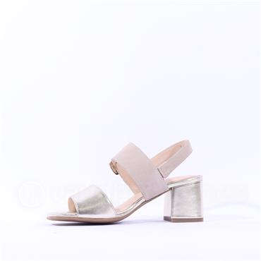 Ara Brighton Block Heel Buckle Sandal - Beige Gold