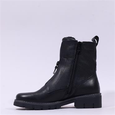 Ara Dover Zip Front Boot - Black Leather