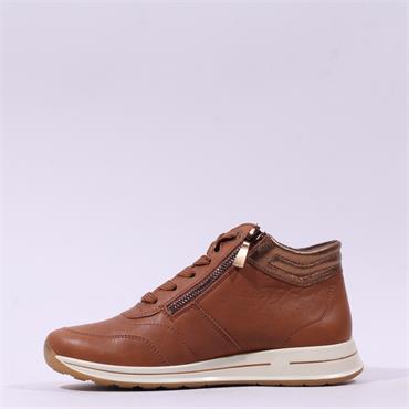 Ara Osaka Twin Zip Lace Boot - Tan Leather