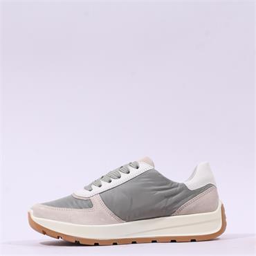 Ara New York Side Zip Laced Trainer - Beige Sage