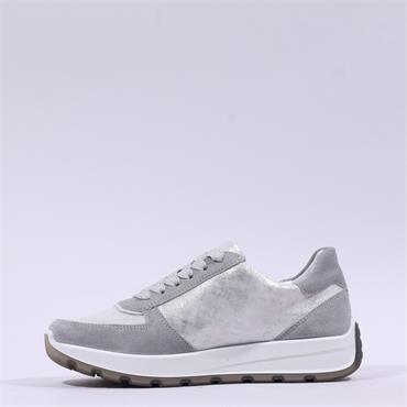 Ara New York Side Zip Laced Trainer - Grey Silver