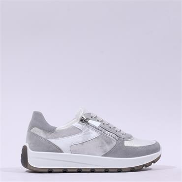 Ara New York Side Zip Laced Trainer - Grey Silver