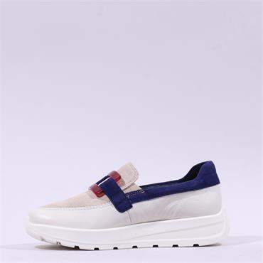 Ara New York Slip On Buckle Wedge - White Red Navy