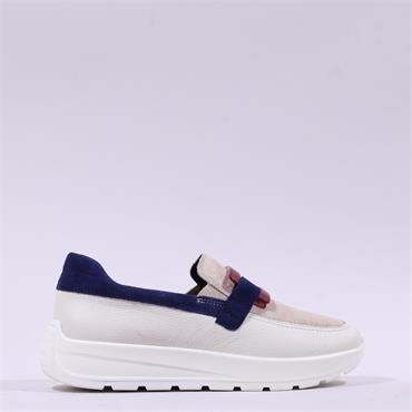 Ara New York Slip On Buckle Wedge - White Red Navy