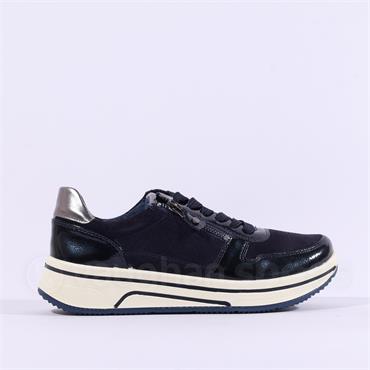 Ara Sapporo Side Zip Platform Trainer - Navy Combi