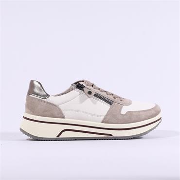 Ara Sapporo Side Zip Platform Trainer - White Taupe