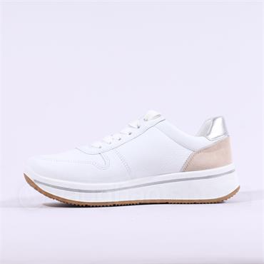 Ara Sapporo Side Zip Platform Trainer - White Yellow