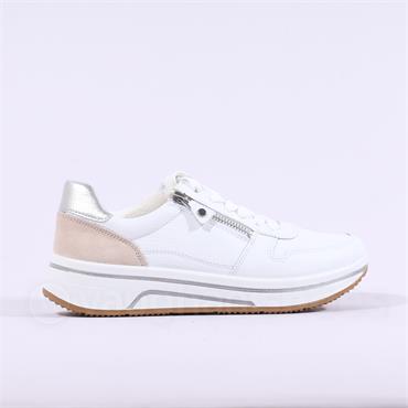 Ara Sapporo Side Zip Platform Trainer - White Yellow