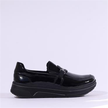 Ara Sapporo 3.0 Slip On Platform Wedge - Black Patent