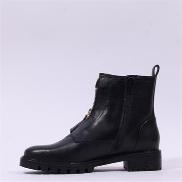 Ara Tulsa Front Zip Biker Boot - Black Leather