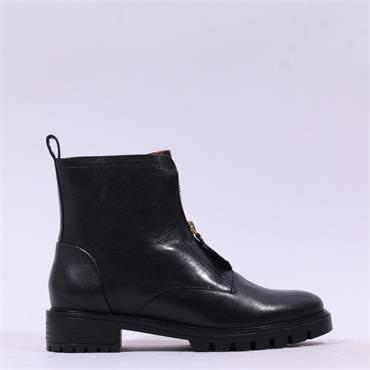 Ara Tulsa Front Zip Biker Boot - Black Leather