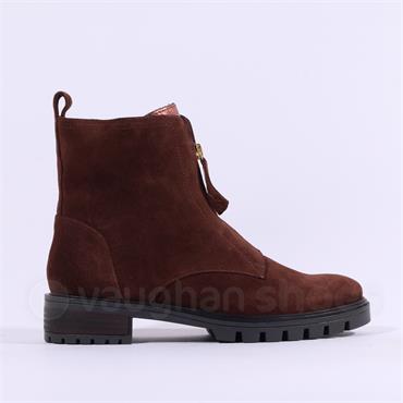 Ara Tulsa Front Zip Biker Boot - Brown Suede