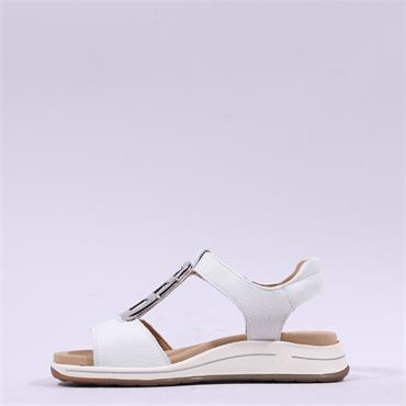 Ara Osaka Metal Plate Velcro Sandal - White Leather