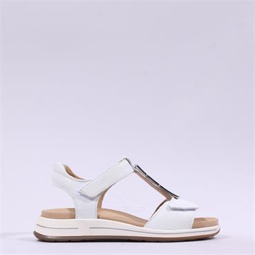 Ara Osaka Metal Plate Velcro Sandal - White Leather