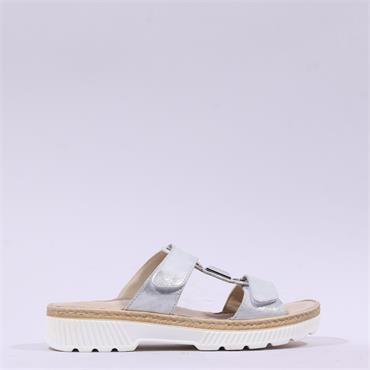 Ara Capri Sport Double Velcro Mule - Silver Shimmer