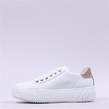 Ara Monaco Platform Laced Trainer - White Gold Patent
