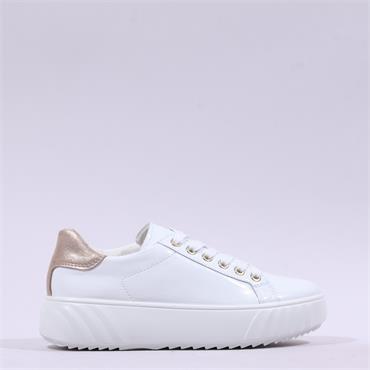 Ara Monaco Platform Laced Trainer - White Gold Patent