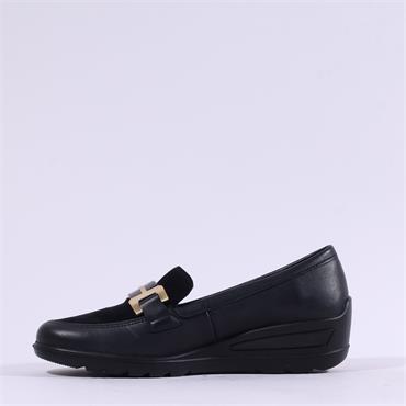 Ara Zurich 2.0 Slip On Link Wedge - Black Leather