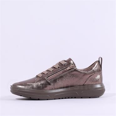 Ara Roma 3.0 Internal Zip Laced Trainer - Taupe Metallic