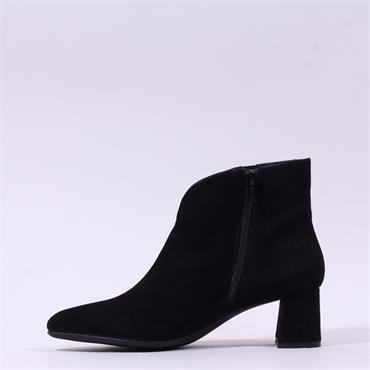 Ara Audrey Flare Block Heel Ankle Boot - Black Suede