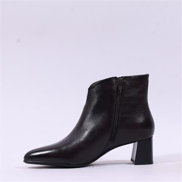 Ara Audrey Flare Block Heel Ankle Boot - Brown Leather