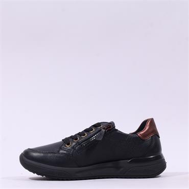 Ara Vienna Twin Zip Super Wide Shoe (K) - Black Copper