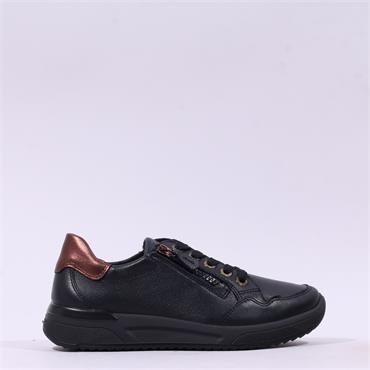 Ara Vienna Twin Zip Super Wide Shoe (K) - Black Copper