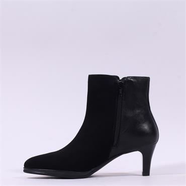 Ara Amy Mid Heel Ankle Boot - Black Suede