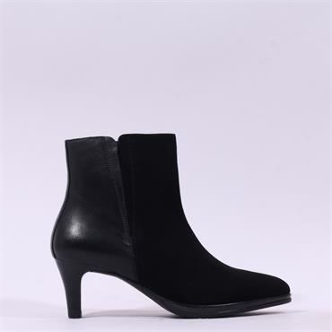 Ara Amy Mid Heel Ankle Boot - Black Suede