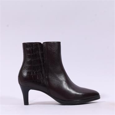 Ara Amy Mid Heel Ankle Boot - Brown Croc
