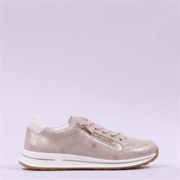 Ara Osaka 2.0 Side Zip Lace Trainer - Beige Shimmer