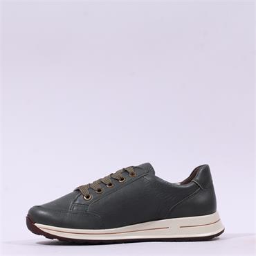 Ara Osaka 2.0 Side Zip Lace Trainer - Green Leather