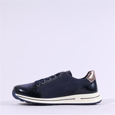 Ara Osaka 2.0 Side Zip Lace Trainer - Navy Bronze