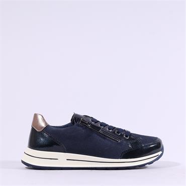 Ara Osaka 2.0 Side Zip Lace Trainer - Navy Bronze