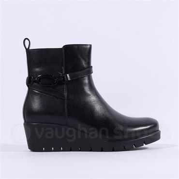 Ara Como Wedge Link Ankle Boot - Black Leather